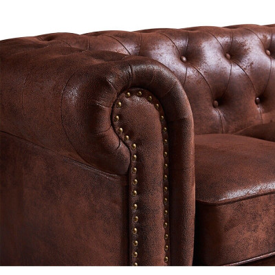 Luxuriéist Chesterfield-Sofa aus Kënschtlieder fir d'Wunnzëmmer