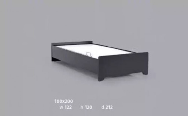 Designerbetter Kannerbett schwaarz modernes Jugendbett 100x200cm