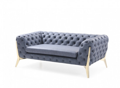Zwee Sëtzer 2 Sëtz Chesterfield Canapé Polster Sëtz Sofa Kanapee Design Italien