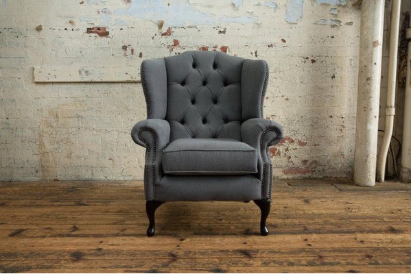 Chesterfield Design Luxus Stoff-Sofa Textil Ouresessel 1-Sëtzer Sofa Polster