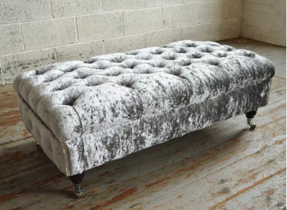 Chesterfield Textil Hocker XXL Groussen Fouss-Hocker Polstersofa Bank Luxus Stoff