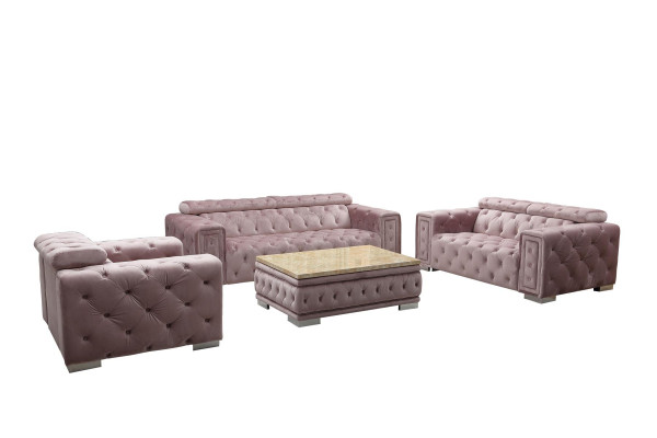 Couch Set Garnitur Polster Design Chesterfield Canapé Ensemble 3+3 9914 Samett Set
