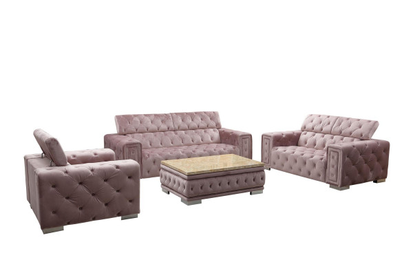Couch Set Garnitur Polster Design Chesterfield Canapé Ensemble 3+3 9914 Samett Set
