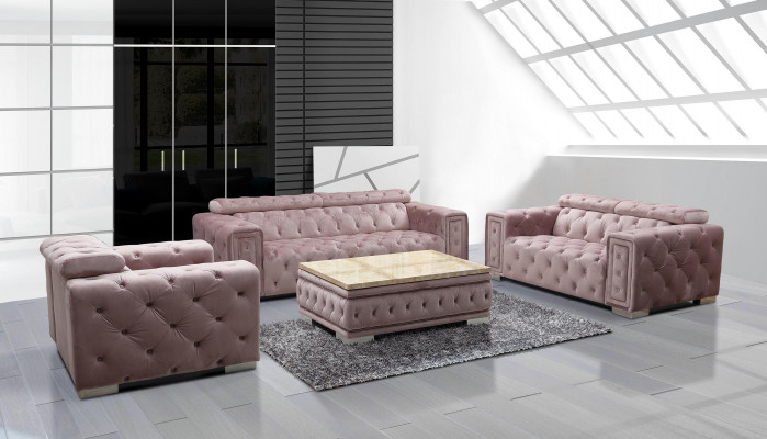 Couch Set Garnitur Polster Design Chesterfield Canapé Ensemble 3+3 9914 Samett Set