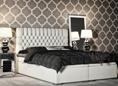 Boxspring-Bett Hotel Duebel Chesterfield Luxusbetter Polsterkëschte Funktioun