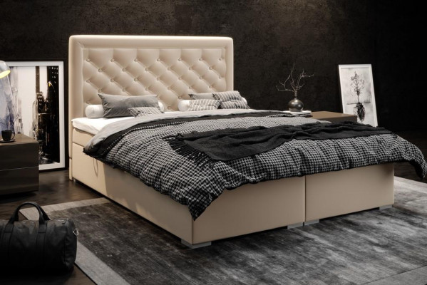 Chesterfield Boxspring Bett Hotel Duebel Luxus Better Polster Këscht Funktioun