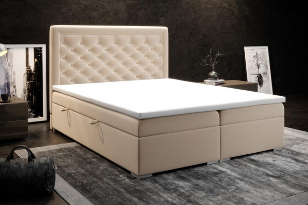 Chesterfield Boxspring Bett Hotel Duebel Luxus Better Polster Këscht Funktioun