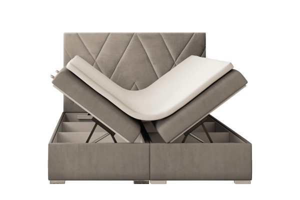 Chesterfield Schlofkummer Boxspring Bett Duebel Better Polster Këscht Funktion