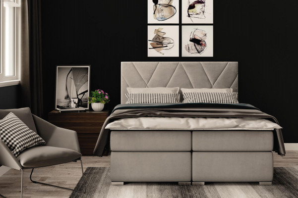 Chesterfield Schlofkummer Boxspring Bett Duebel Better Polster Këscht Funktion