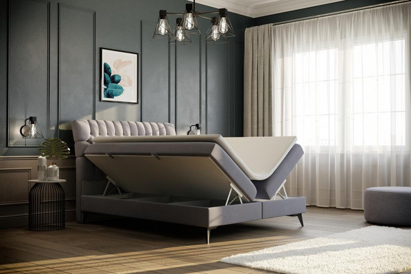 Chesterfield Boxspring Bett Duebel Design Better Polster Boîte Funktioun Hotel