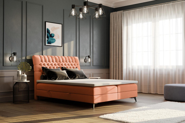 Chesterfield Boxspring Bett Duebel Design Better Polster Boîte Funktioun Hotel