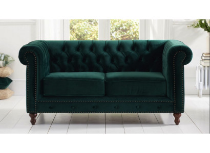 Brittesche Chesterfield Gréng Drësätzeger Sofa - Luxus Lieder Miwwelen