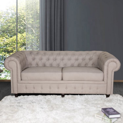 jvmoebel ® - Textil Sofa Canapé - Beige Polster Dräisëtzer Canapé Garnitur Dräier