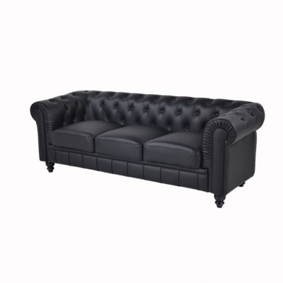 jvmoebel ® Textil Sofa Couch - Schwaarz Polster Dräisëtzer Couch Garnitur Dréier