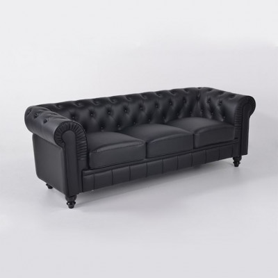 jvmoebel ® Textil Sofa Couch - Schwaarz Polster Dräisëtzer Couch Garnitur Dréier