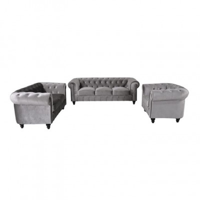 Chesterfield Sofa Couch Polster Stoff Lieder Couchen Polster Garnitur 3-Sëtzer