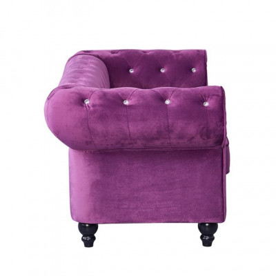 Klassesch Lieder Canapé - Lila Chesterfield Stoff Sofa 2 Sëtzer Nei jvmoebel ®