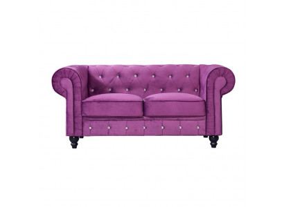 Klassesch Lieder Canapé - Lila Chesterfield Stoff Sofa 2 Sëtzer Nei jvmoebel ®