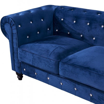 Klassesch Ledercouch - Blo Chesterfield Stoff Sofa 2 Sëtzer Textil jvmoebel®