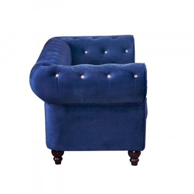 Klassesch Ledercouch - Blo Chesterfield Stoff Sofa 2 Sëtzer Textil jvmoebel®