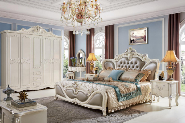 Bett Këssen Design Luxus Duebel Vollholz Better Schlof Zëmmer Chesterfield