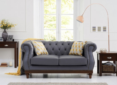 Klassesch Lieder Couch - Gro Chesterfield Stoff Sofa 2 Sëtzer Nei jvmoebel ®