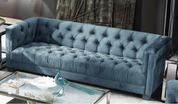 Türkis Samt Samett Canapé # Chesterfield Luxus Miwwel # Englesch Couch jvmoebel ®
