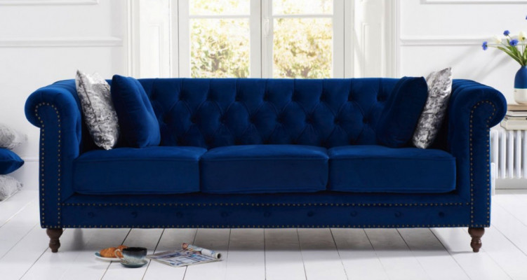 jvmoebel ® - Lieder Sofa Couch - Kinnekräich Blo Polster Dräisëtzer Couch Garnitur