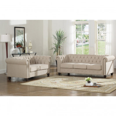 Chesterfield Canapé Sofa Gepolstert Stoff Lieder Canapéen Gepolstert Garnitur 3 Sëtzer