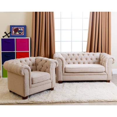 Landhaus Zweisitzer - Chesterfield Sofa Sëtz Gemittlech Couch Stoff jvmoebel ®