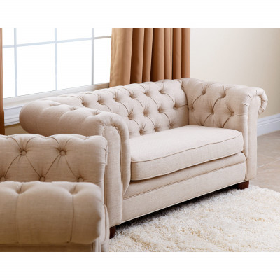 Landhaus Zweisitzer - Chesterfield Sofa Sëtz Gemittlech Couch Stoff jvmoebel ®