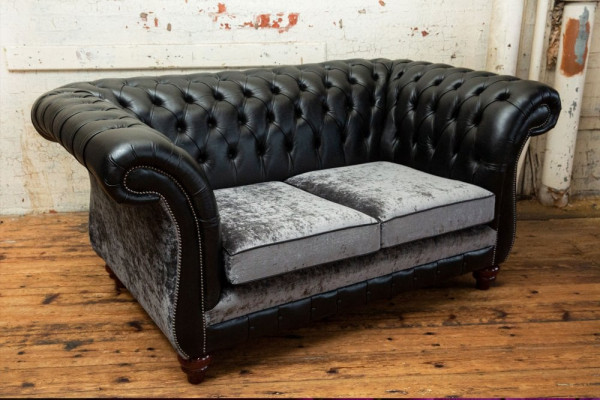 Chesterfield 2 Sëtzer Klassesch Luxus Barock Rokoko Couch Sofa Lieder Couch Nei