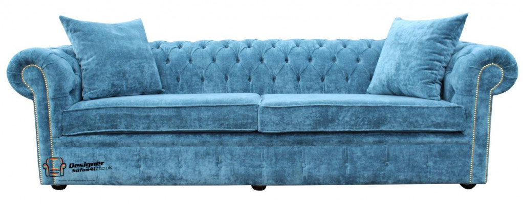 Klassesche Wunnzëmmer Sofa - Blo Chesterfield Stoff Couch 3 Sëtzer jvmoebel ®