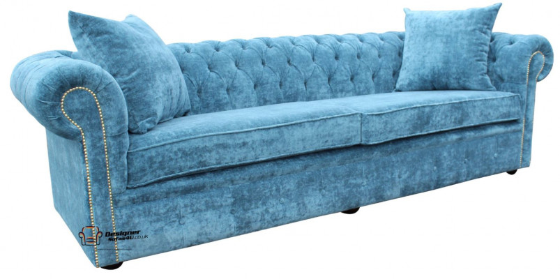 Klassesche Wunnzëmmer Sofa - Blo Chesterfield Stoff Couch 3 Sëtzer jvmoebel ®