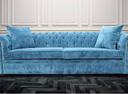 Klassesche Wunnzëmmer Sofa - Blo Chesterfield Stoff Couch 3 Sëtzer jvmoebel ®