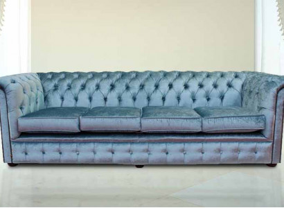 Chesterfield 4 Sëtzer Klassesch Luxus Barock Rokoko Sofa Couch Textil Lieder
