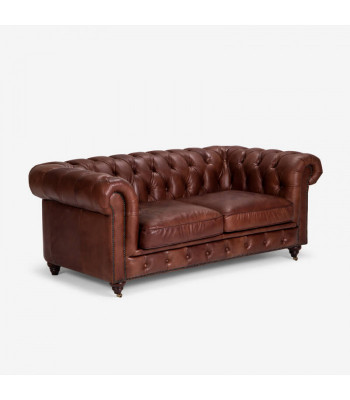 Chesterfield 2 Sëtzer Klassesch Luxus Barock Rokoko Sofa Brong Lieder Couch Nei