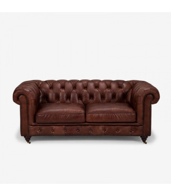 Chesterfield 2 Sëtzer Klassesch Luxus Barock Rokoko Sofa Brong Lieder Couch Nei