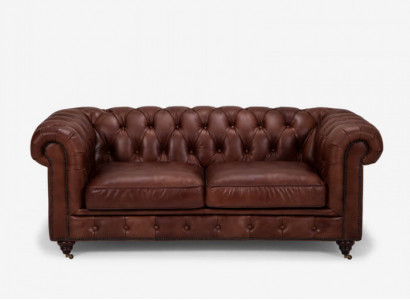Chesterfield 2 Sëtzer Klassesch Luxus Barock Rokoko Sofa Brong Lieder Couch Nei
