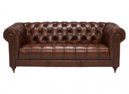 Klassesch Lieder Canapé - Brongen Chesterfield Stoff Sofa 3 Sëtzer Nei jvmoebel ®