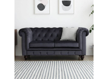 Sofa Luxus Textil Chesterfield Canapé Sofaen Polster 2 Sëtzer Zweisëtzer