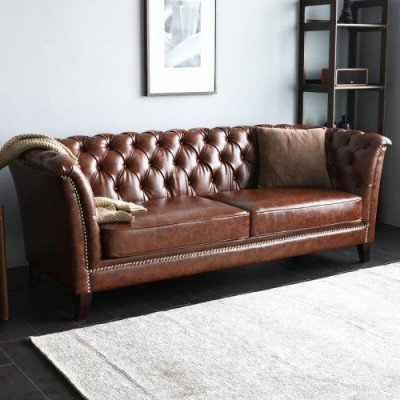 Chesterfield Lieder Polster Design Sofa Luxus Couch Klassesch Sofa 2 Sëtz nei