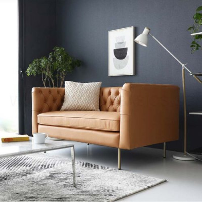 Englesch Stil Miwwelen Chesterfield Zwee Sëtzer Canapé Pink Türkis Giel Blo Sofa