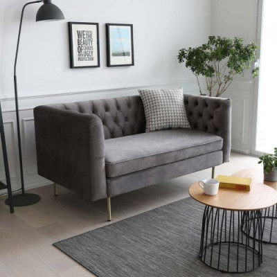 Englesch Stil Miwwelen Chesterfield Zwee Sëtzer Canapé Pink Türkis Giel Blo Sofa