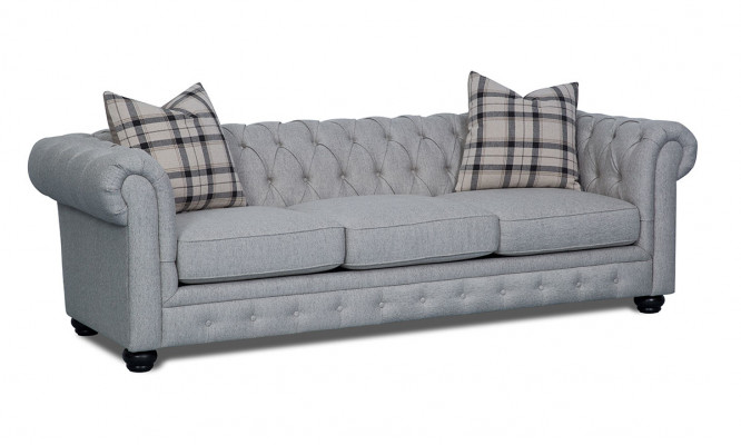 Chesterfield 3-Sëtzer Sofa Stoffsofa Couch Polstersëtz Garnitur 3er Sofas Nei