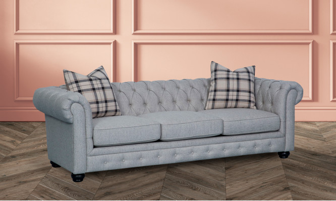 Chesterfield 3-Sëtzer Sofa Stoffsofa Couch Polstersëtz Garnitur 3er Sofas Nei