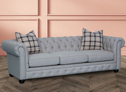 Chesterfield 3-Sëtzer Sofa Stoffsofa Couch Polstersëtz Garnitur 3er Sofas Nei