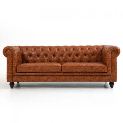 Chesterfield Liederpolster Design Sofa Luxus Canapé Klassesch Sofa 3 Sëtzer Nei