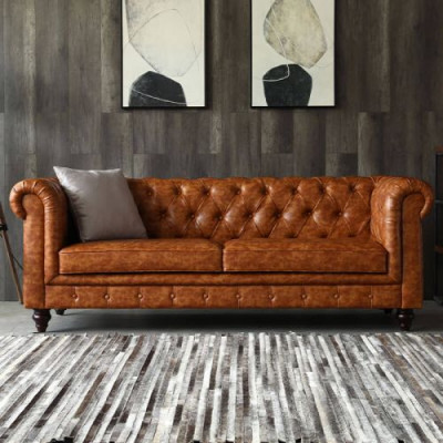 Chesterfield Liederpolster Design Sofa Luxus Canapé Klassesch Sofa 3 Sëtzer Nei