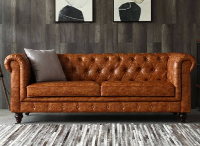 Chesterfield Liederpolster Design Sofa Luxus Canapé Klassesch Sofa 3 Sëtzer Nei